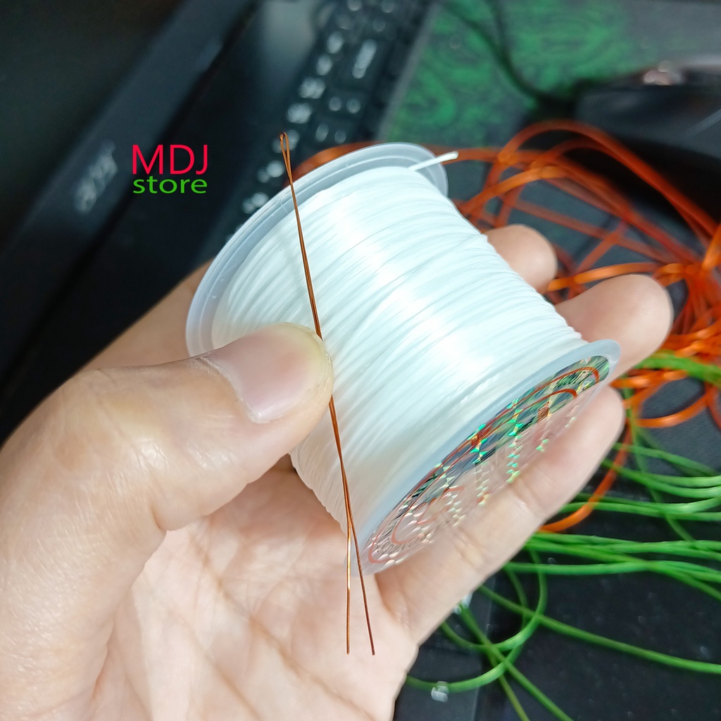 Dây xâu vòng màu trắng MDJ chun co giãn xâu vòng phong thủy làm handamde 1 cuộn 35m lẻ 3m