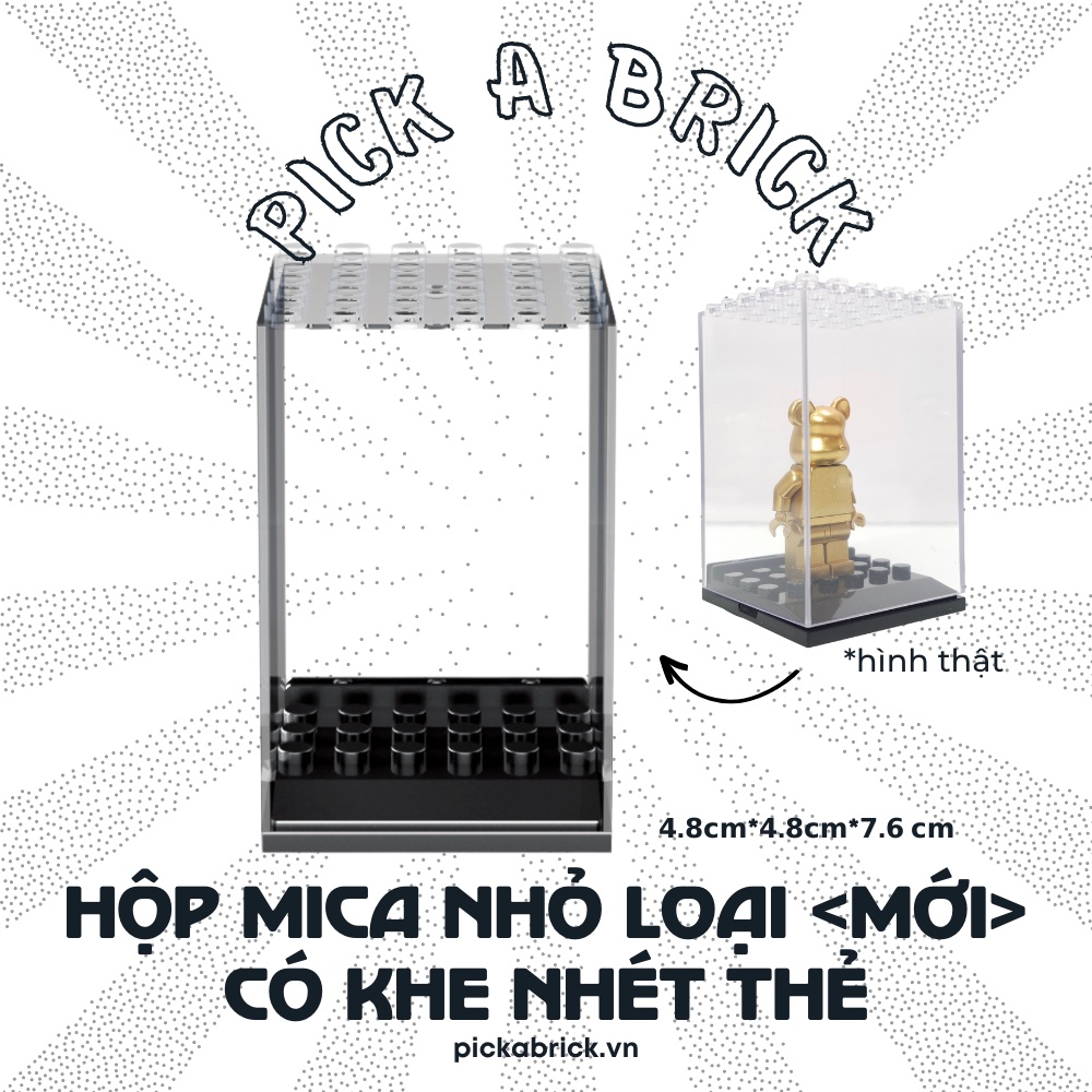 Display Box Hộp trưng bày Minifigures có rãnh nhét thẻ bài BOX2 - Hộp mica trong suốt đựng đồ chơi lắp ráp mô hình
