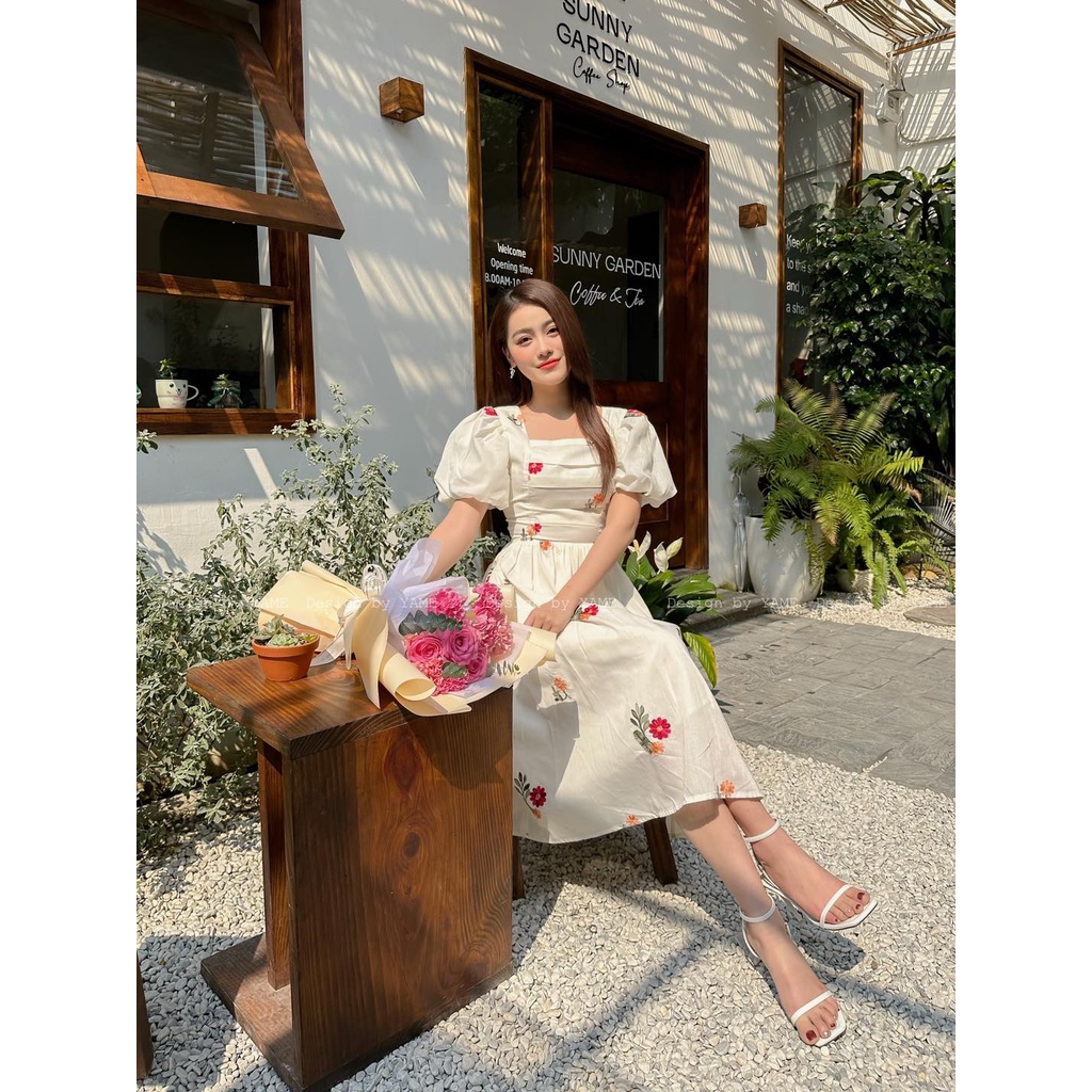 Váy đầm dáng xòe cổ vuông họa tiết hoa Emma Dress YV150 YAME