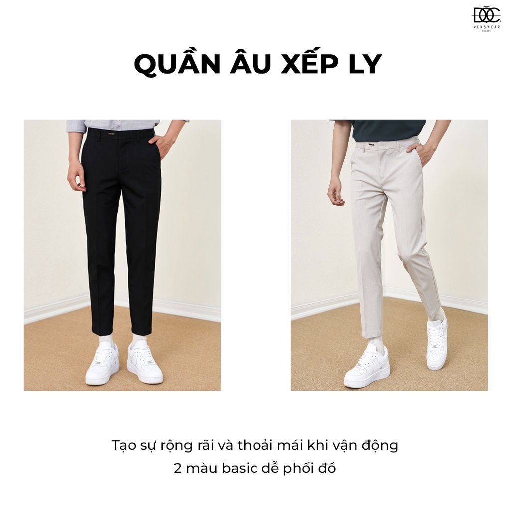 Quần âu nam cao cấp xếp ly Độc menswear vải kate dày chống nhăn form regular dài trên mắt cá chân 2 màu đen xám  - QV145 | BigBuy360 - bigbuy360.vn