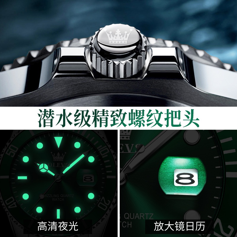 Đồng Hồ Nam Đẹp_Fullbox Chính Hãng Olevs_Dây Thép Không Gỉ_Chống Nước 3ATM_Mặt Kính Chống Xước_Dạ Quang Ban Đêm_BH 1 NĂM