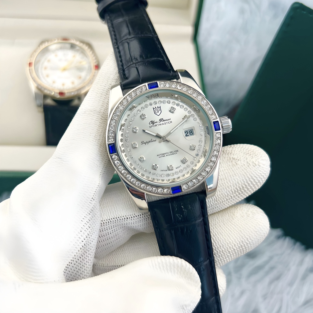 Đồng Hồ - Đồng Hồ Nam Olympianus - Dây Da Cao Cấp - Máy Pin Kim Trôi  - Bảo Hành 12 Tháng