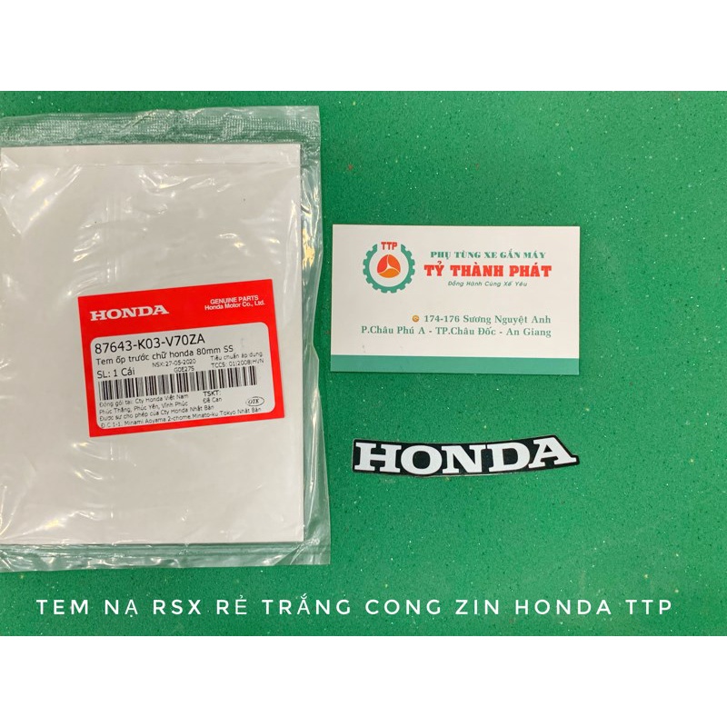 Tem chử Honda Trắng cong 80mm mặt nạ RSX 110 Đen 12
