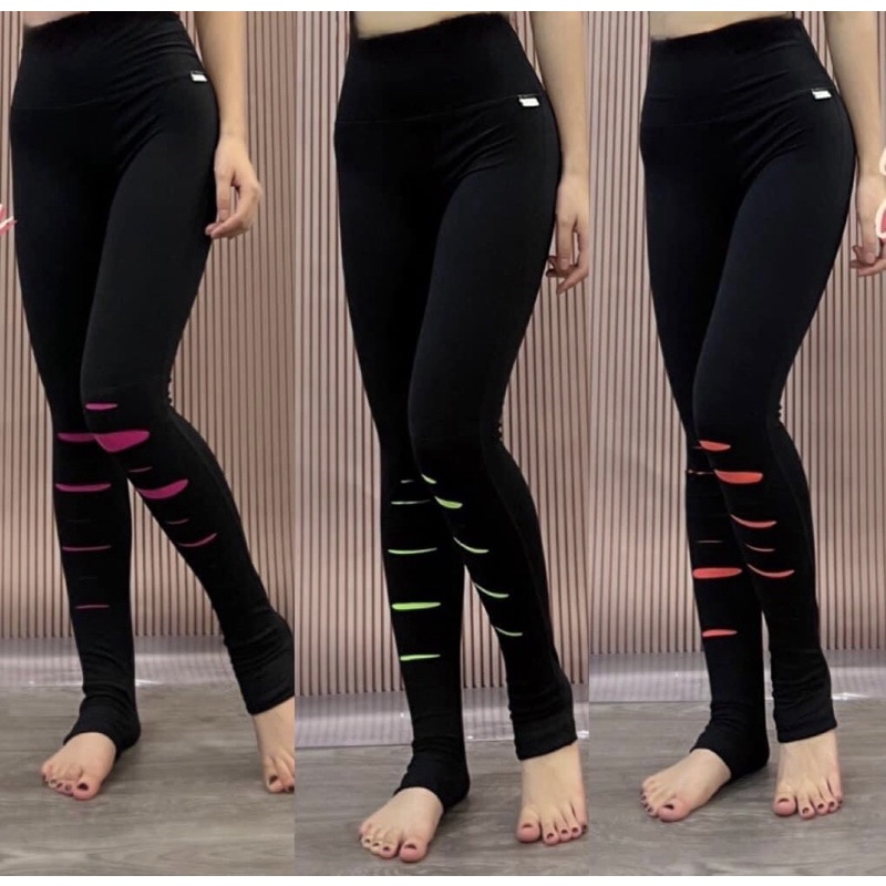 Quần tập legging rách phối màu siêu chất hiệu Yborn