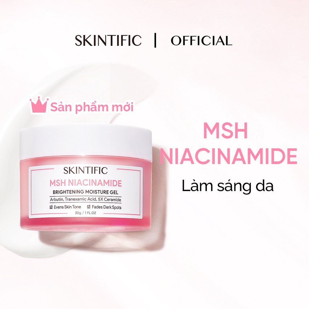 Combo sáng da SKINTIFIC gồm Toner 80ml + Serum Niacinamide 20ml + Serum SymWhite 377 20ml + Kem dưỡng sáng da 30g