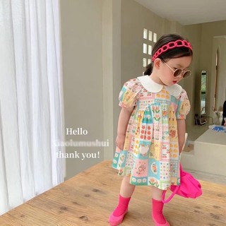 Đầm hoạt hình cổ sen cho bé gái