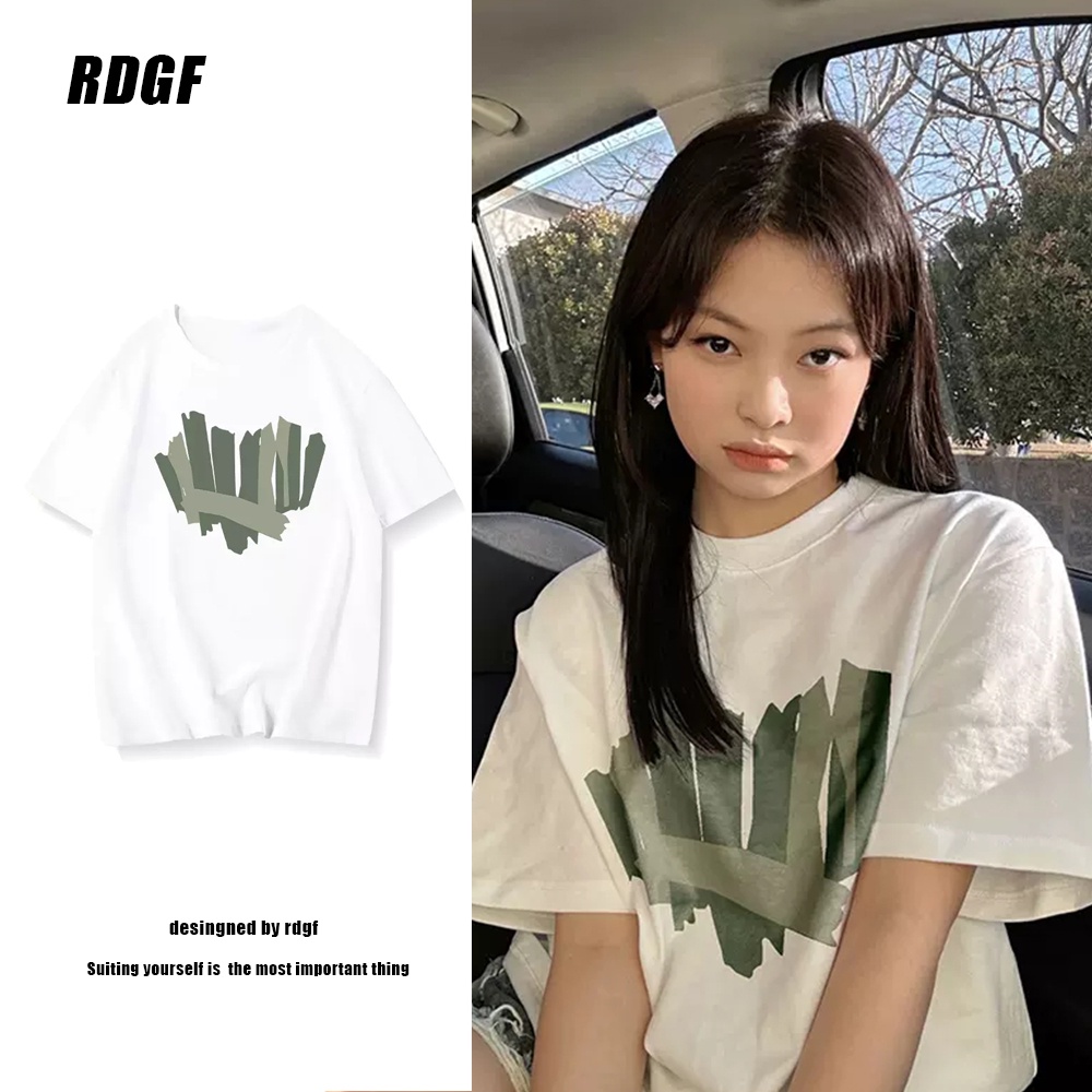 RDGF Áo Thun cotton Tay Ngắn In Hình Trái Tim Màu Trắng Thời Trang Mùa Hè Cho Nữ
