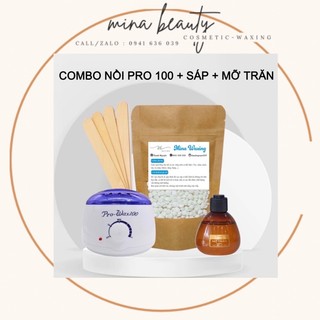 Combo 100gr sáp wax lông cao cấp, mỡ trăn và nồi pro 100