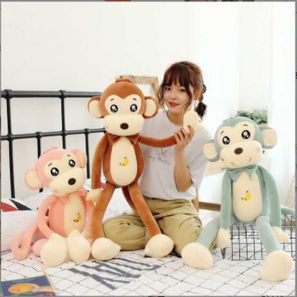 Thú nhồi bông hình con khỉ tay dài nhiều màu sắc, Kích thước 75cm, 85cm, chất vải hàng cao cấp