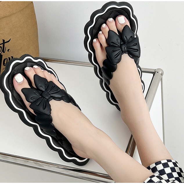 Dép nữ xỏ ngón có nơ cute phù hợp đi trong nhà cháy phố du lịch mã CZ88