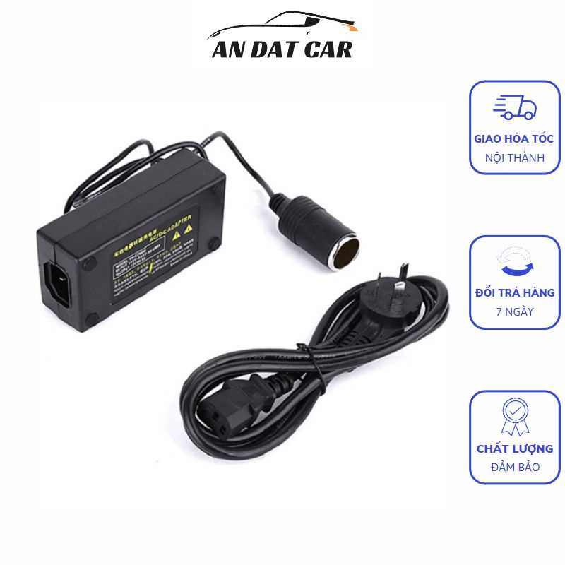 Bộ chuyển đổi nguồn 220V sang 12V tẩu ô tô - dùng cho máy bơm lốp, máy hút bụi