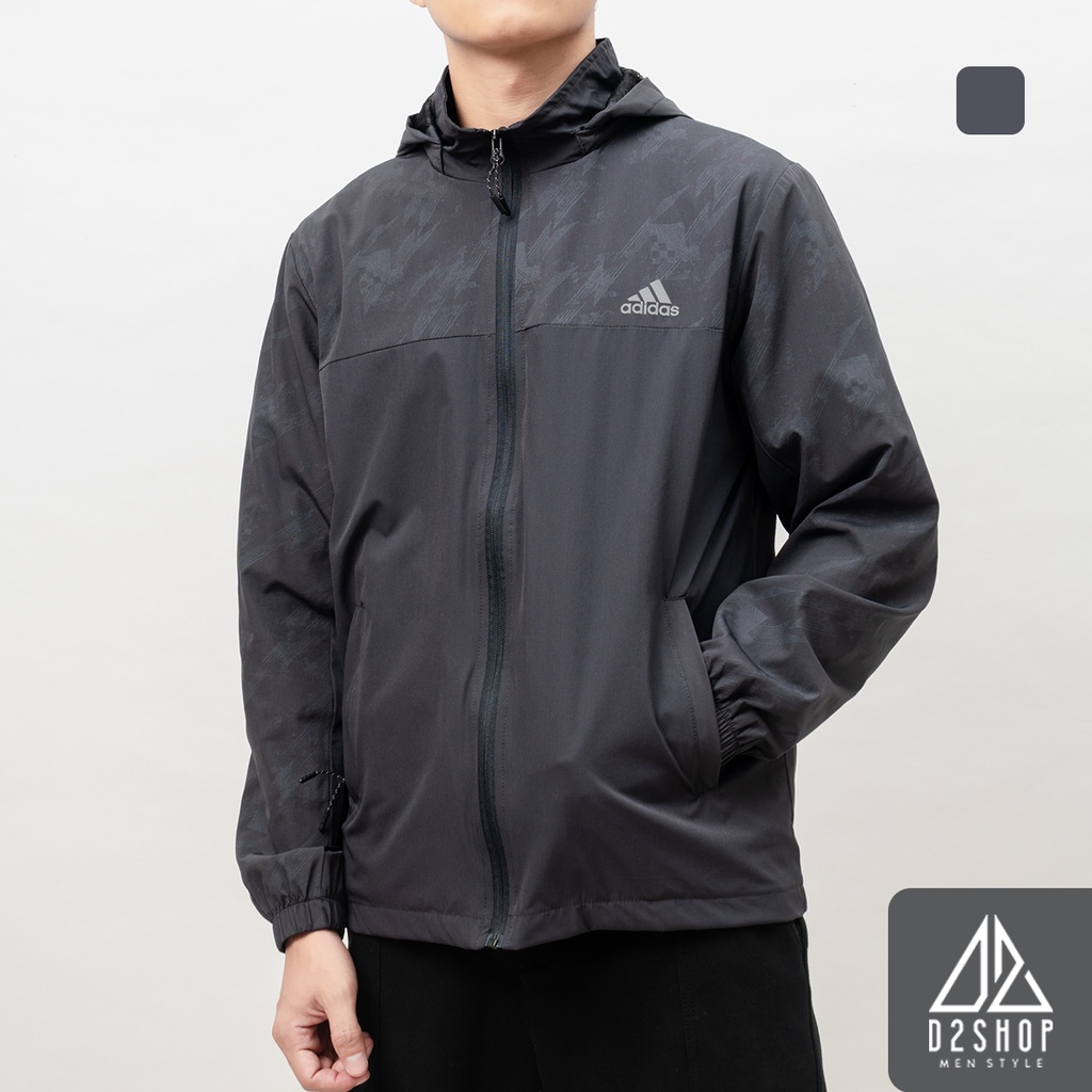 Áo khoác nam D2shop, áo khoác dù nam có nón phối ngực họa tiết, màu xám [K-6583]