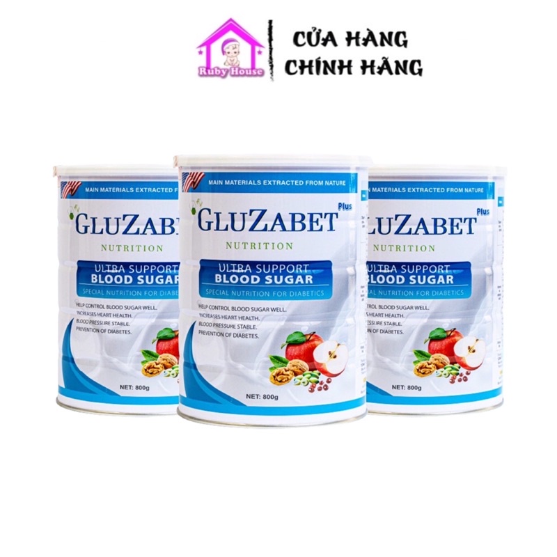 Combo 3 lon sữa Gluzabet 800g dành cho người tiểu đường hàng chính hãng giá tốt