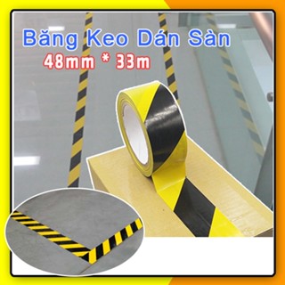 Băng keo dán sàn dán nền 48mm*33m, màu vàng đen, dán sàn công nghiệp, sàn nhà máy, cảnh báo, phân chia khu vực