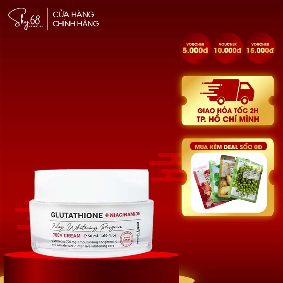 Kem Dưỡng Trắng Mờ Mám, Giảm Thâm Angel’s Liquid Glutathione Plus Niacinamide 700 V Cream 50ml (NEW)
