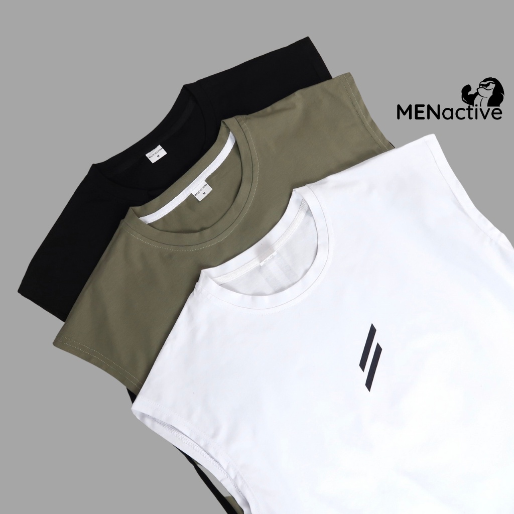 Áo ba lỗ thể thao thời trang nam MENactive cotton mềm mại, thoáng mát ABL03