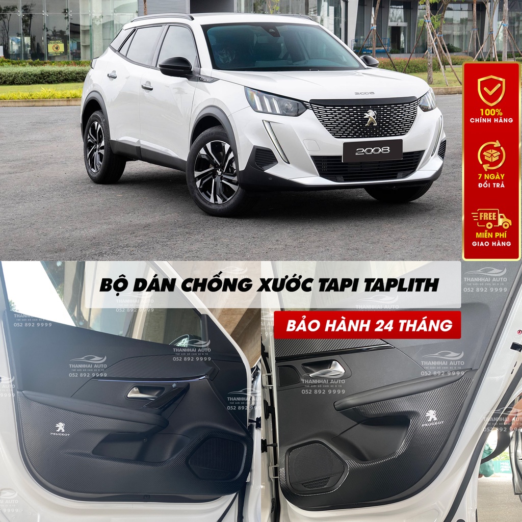 Chống xước tapi TapliTH dành cho xe Peugeot 2008, phụ kiện ô tô. Chất liệu Carbon AirFiber vân 3D cao cấp