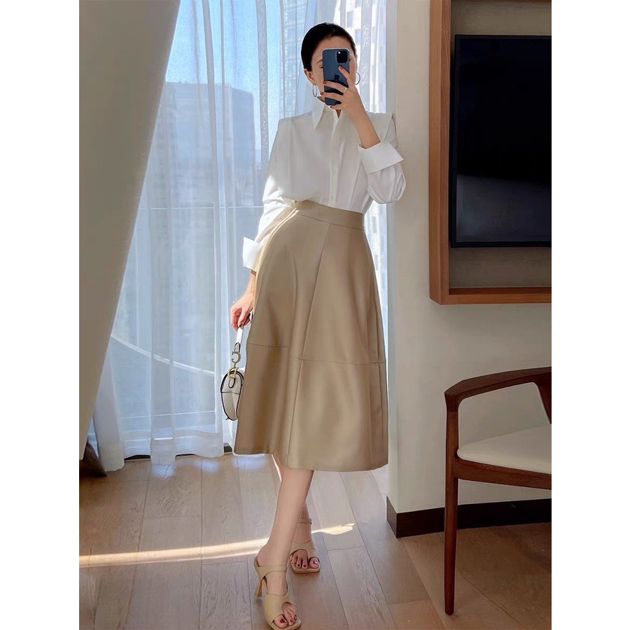 Chân váy VERO midi nhấn ly dáng dài thiết kế basic cực sang chảnh dáng xòe