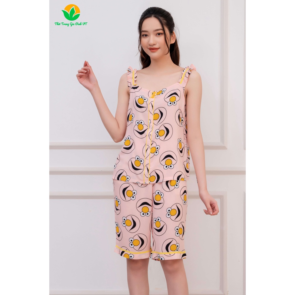 Bộ lanh quần lửng áo hai dây nữ B04.2201 - Thời trang gia đình VT