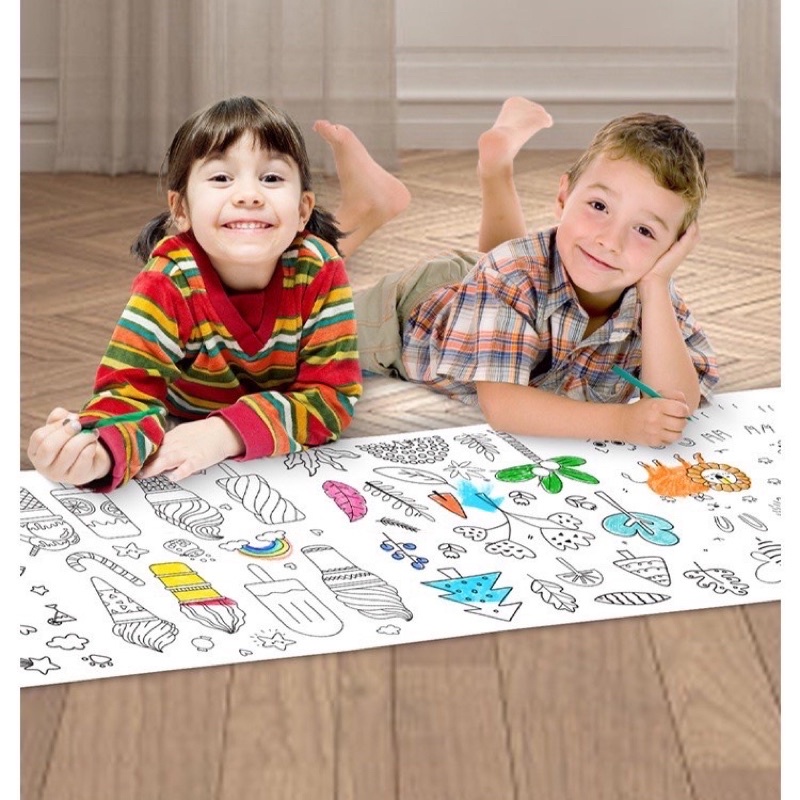 Cuộn tranh tô màu khổ lớn dài 3m, rộng 30cm : Graffiti scroll for children. Decan dán tường, cắt dán sticker cho bé