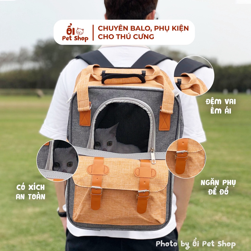 Balo Vận Chuyển Chó Mèo Cỡ Lớn Thời Trang 31x25x42 Bền Đẹp Màu Cam