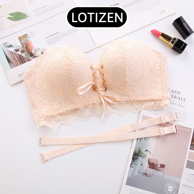 Áo ngực nữ cúp ngang có dây rút tạo khe nâng ngực 56