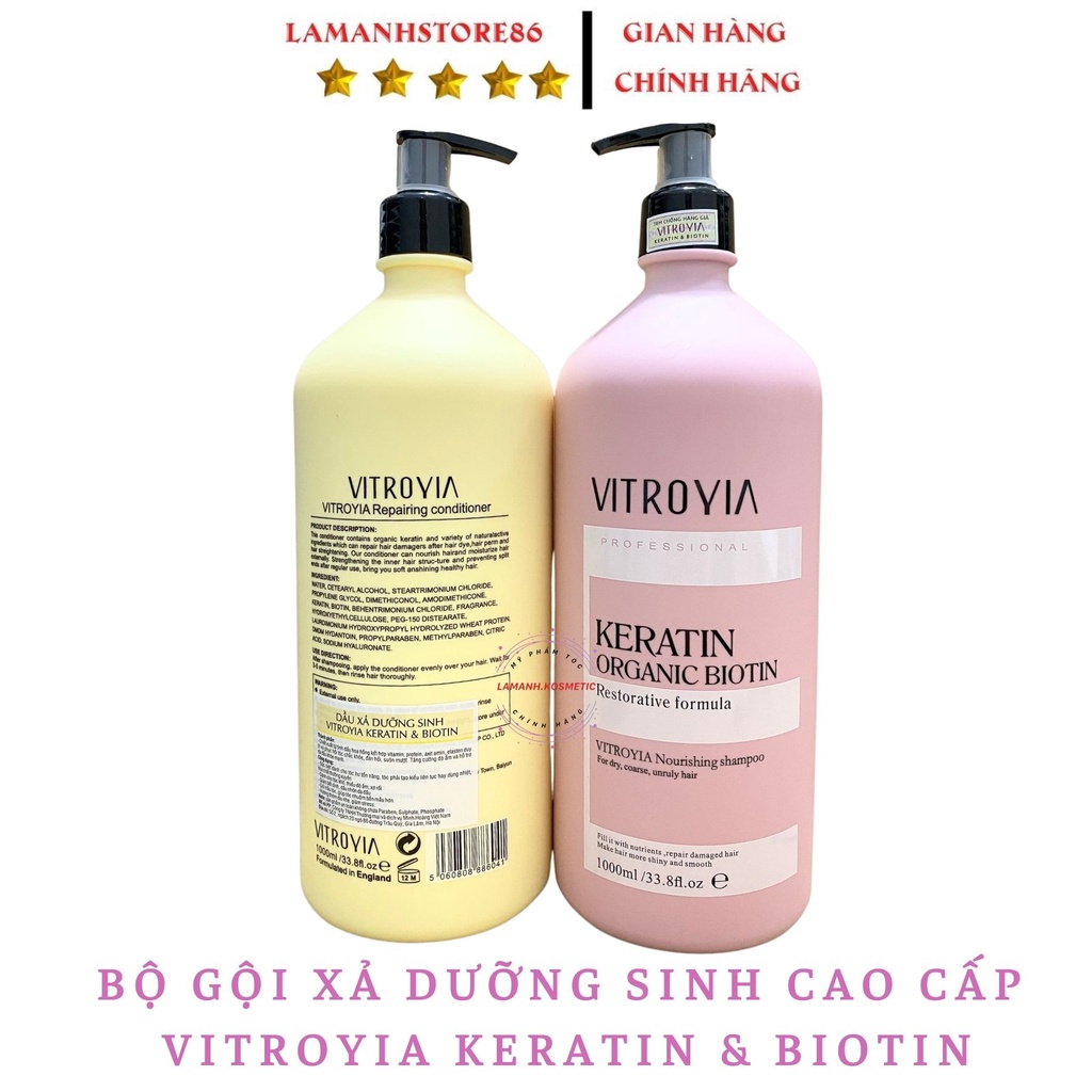 VITROYIA REPAIRING dầu gội xả dưỡng sinh phục hồi tóc siêu mềm mượt hương thơm sang chảnh SIZE: 1000ML hàng chính hãng
