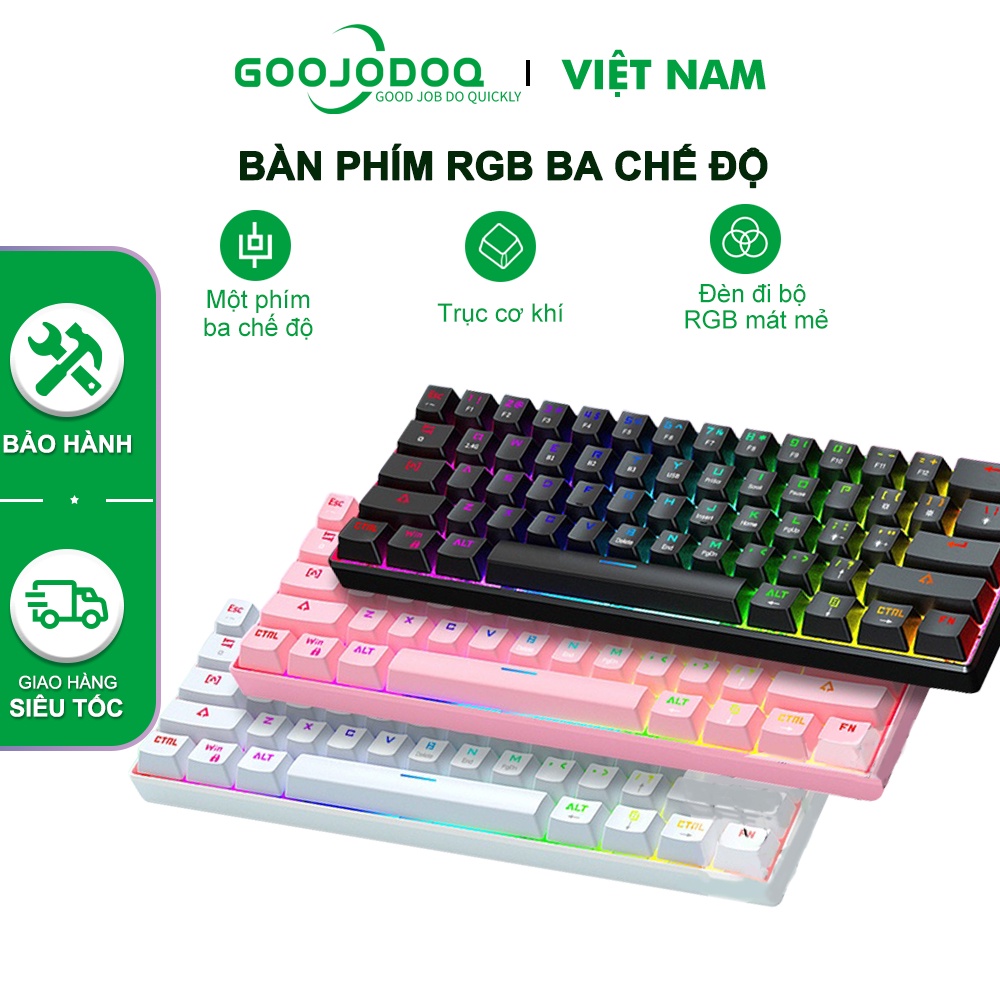 Bàn phím Goojodoq Không Dây Bluetooth 61 Phím RGB 3 Chế Độ Hotswap Bàn phím cơ phù hợp để c