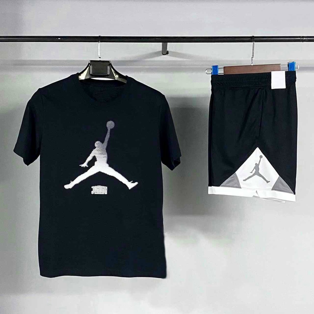 Đồ bộ thun lạnh unisex tay ngắn mặc nhà mùa hè chất vải cotton co giãn 4 chiều thoáng mát (jordan)