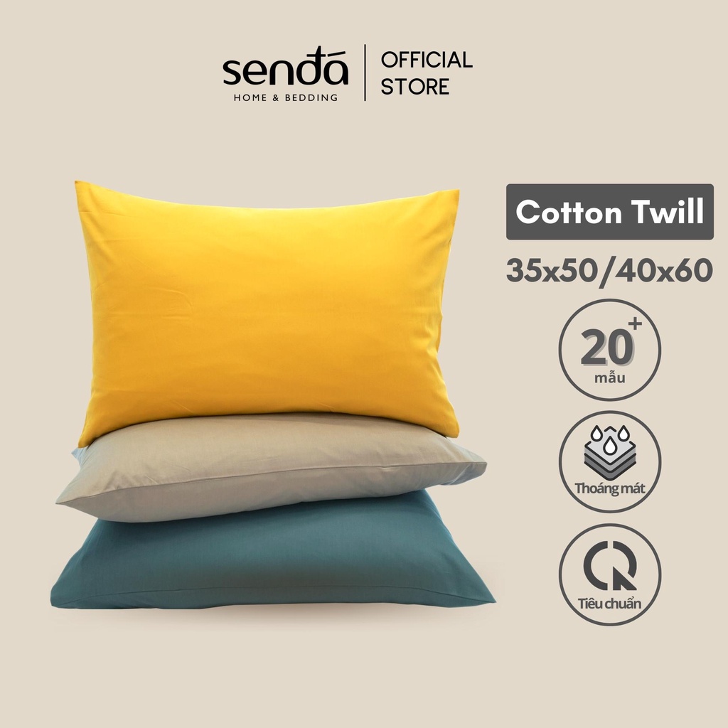 Vỏ gối Cotton Twill Hàn Quốc 40x60 35x50 cm Sen Đá Home Bedding trơn màu, bao áo gối nằm nhỏ cotton 40s thô lụa cao cấp