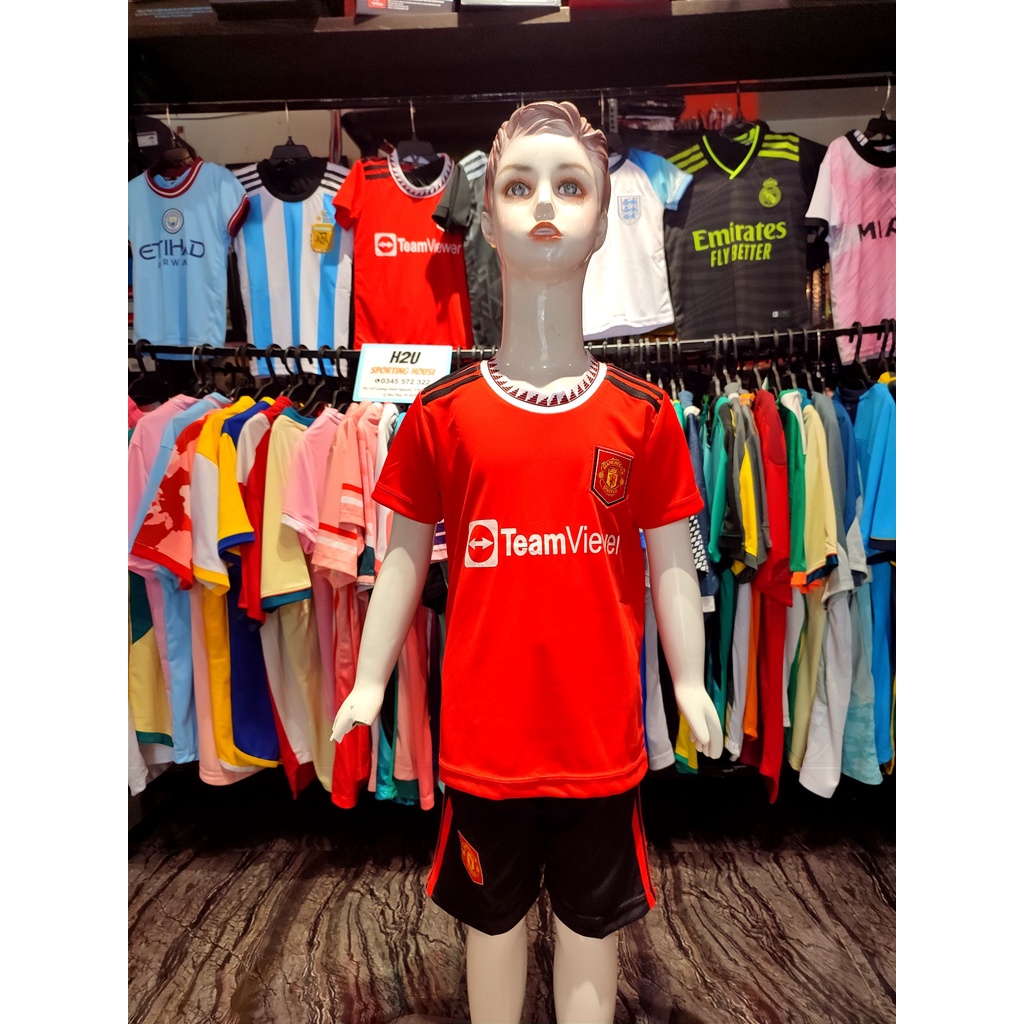 Bộ quần áo bóng đá Mu trẻ em cho bé. đồ đá banh trẻ em in tên số theo yêu cầu, chất vải thoàng mát, thấm hút mồ hôi