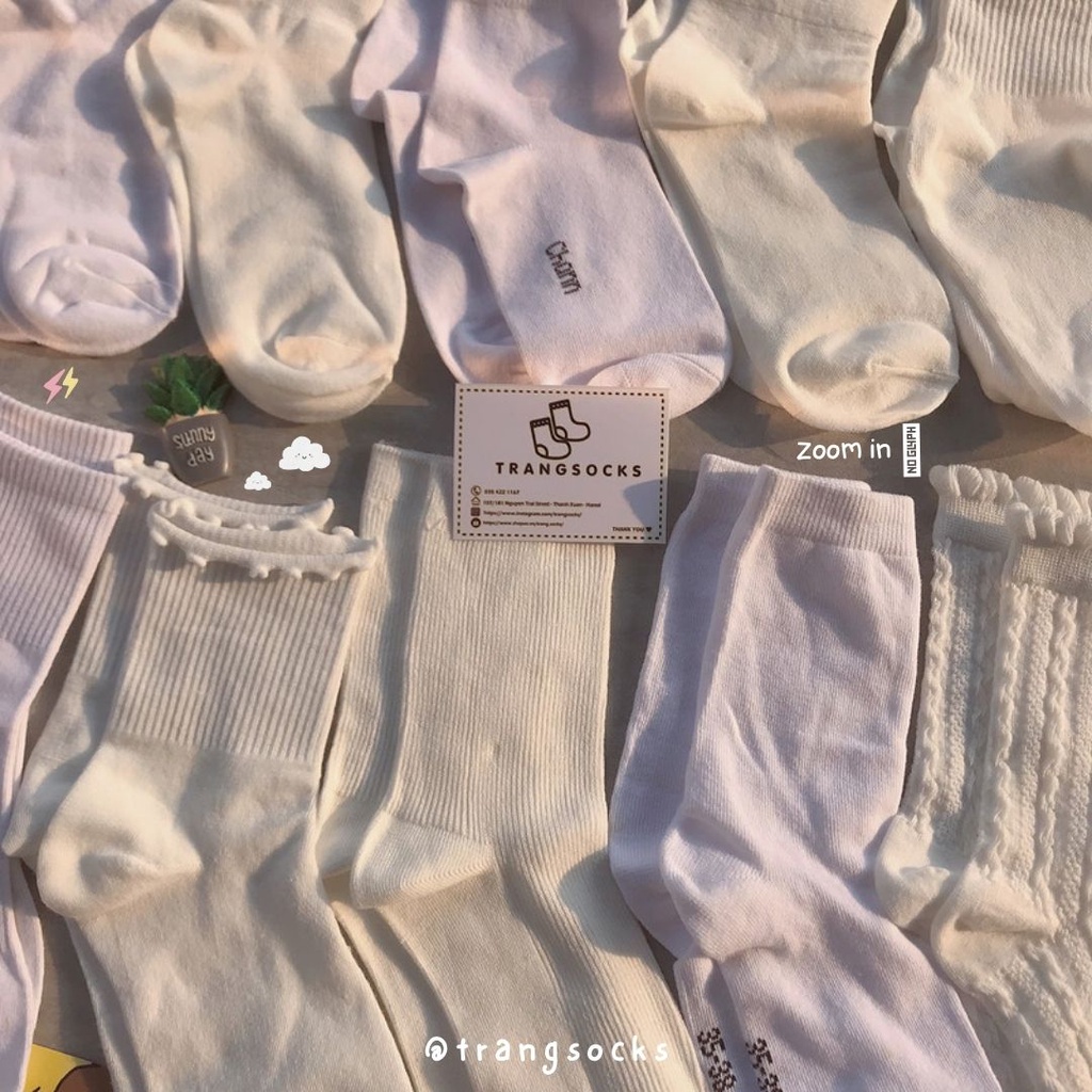 Tất tone màu trắng nhiều kiểu - Trang Socks