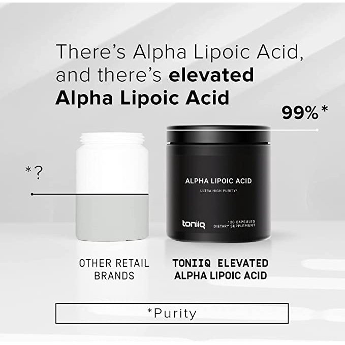 Toniiq Alpha Lipoic Acid 1000mg - Viên uống trắng sáng da, chống lão hóa và ổn định lượng đường 120v