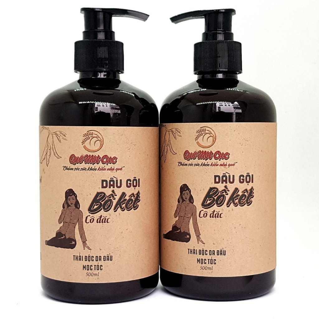 Dầu gội thảo dược 💆🏻‍♀️ Dầu gội bồ kết thảo mộc dưỡng tóc QUÊ MỘT CỤC ngăn rụng tóc, sạch gàu 500ml