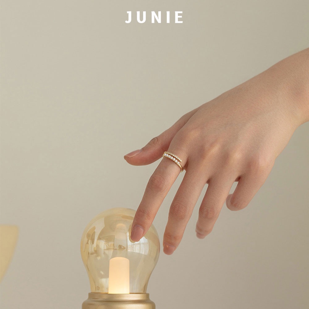 Nhẫn Bạc JUNIE, Đính Chuỗi Hạt Trai Tinh Xảo Kết Hợp Đá Zirconia R-CATLYN