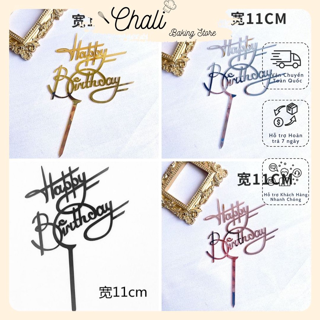 Phụ Kiện Trang Trí Bánh kem ,Bánh Sinh Nhật - Que cắm Happy Birthday Chữ Đẹp