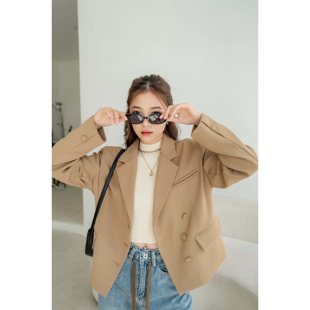 Áo blazer tay dài dáng ngắn 3 nút bọc trơn 3 màu LENCLOTHING 9511 | BigBuy360 - bigbuy360.vn
