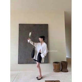 TAOXANH Sơ mi váy cổ đức dáng dài