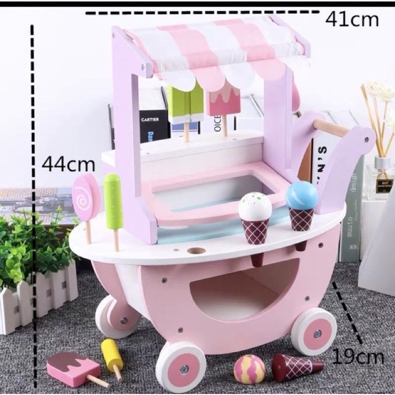 Đồ chơi xe kem bằng gỗ cao cấp cho bé - Biko Shop