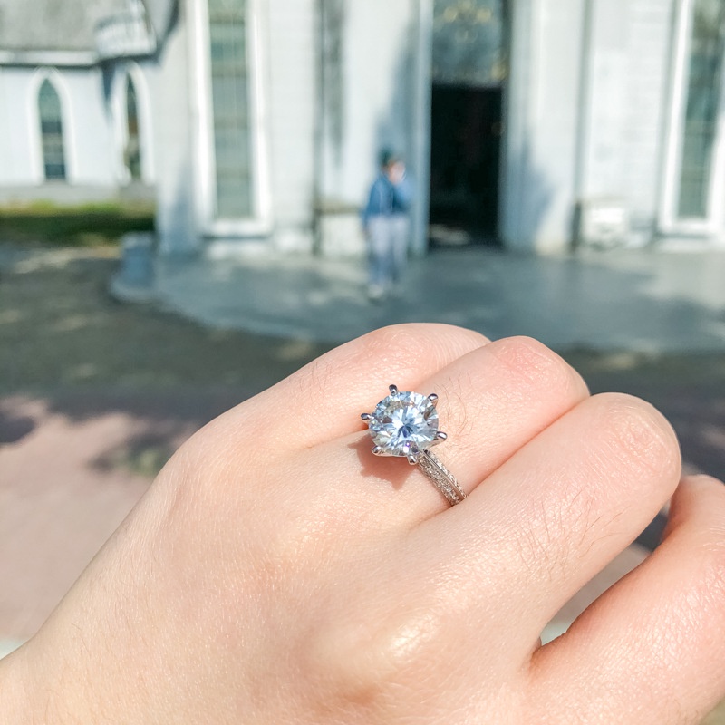 High quality Moissanite TF một nửa sông nhẫn Kim cương,1 kara mosan nhẫn cưới, S925 mạ PT950 bạch Kim, sáu móng sang trọng với một chiếc nhẫn Kim cương,1/2/3/ cara, nhẫn cưới nữ