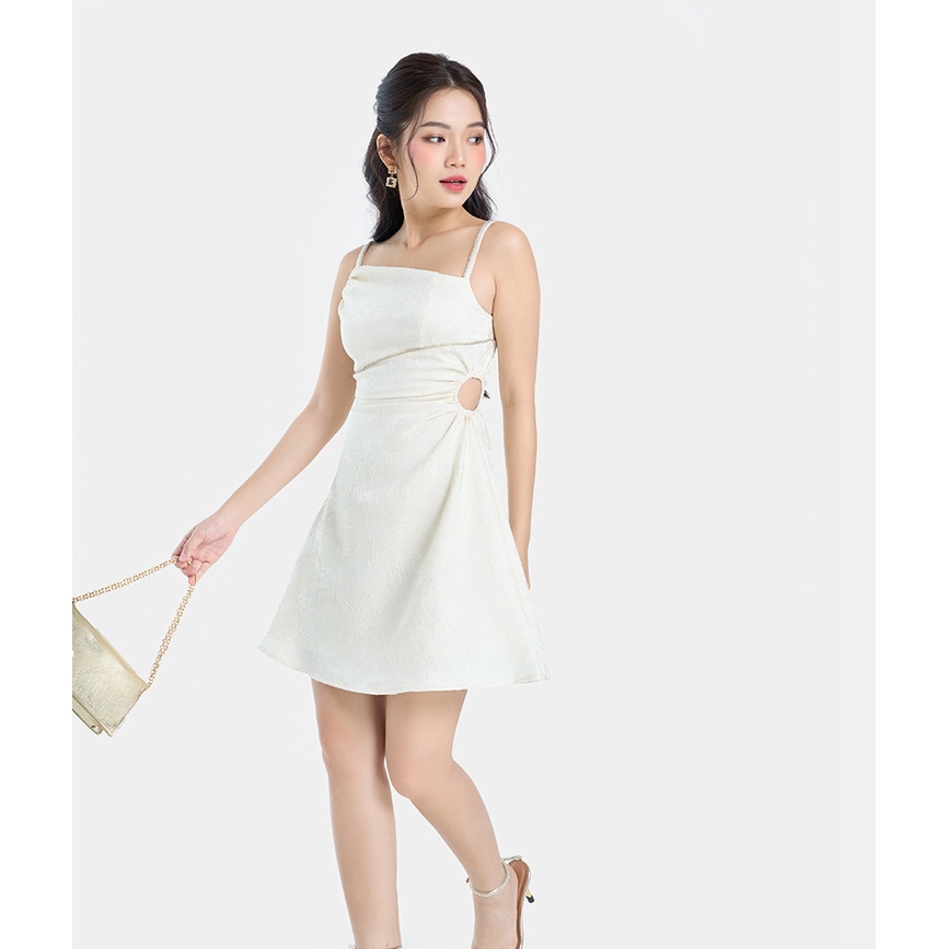Đầm 2 dây nữ thời trang HNOSS khoét eo đính đá HNDNG025