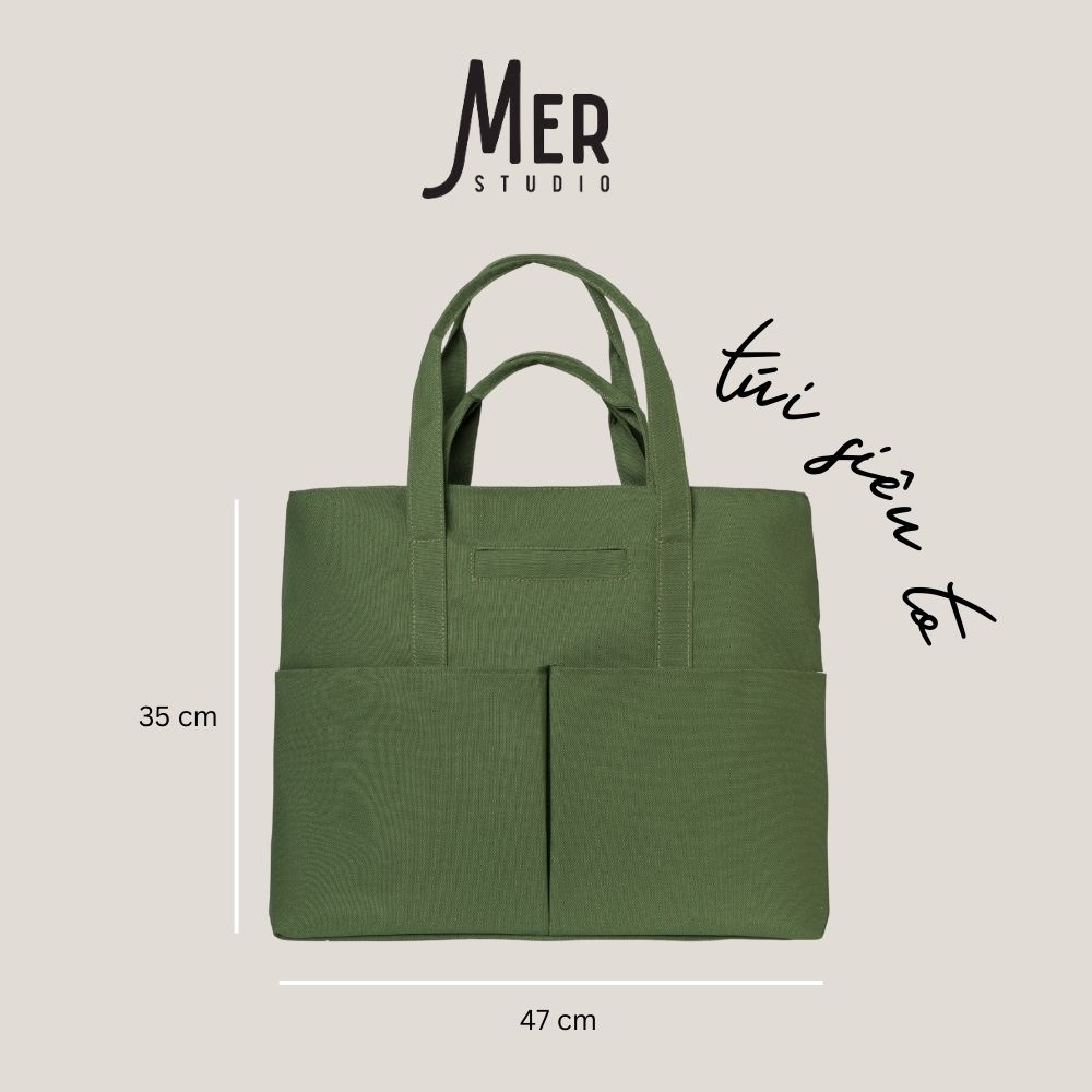 Túi vải chống thấm nước đi du lịch siêu to khổng lồ SEMOU kích thước 43x35x10cm MER STUDIO