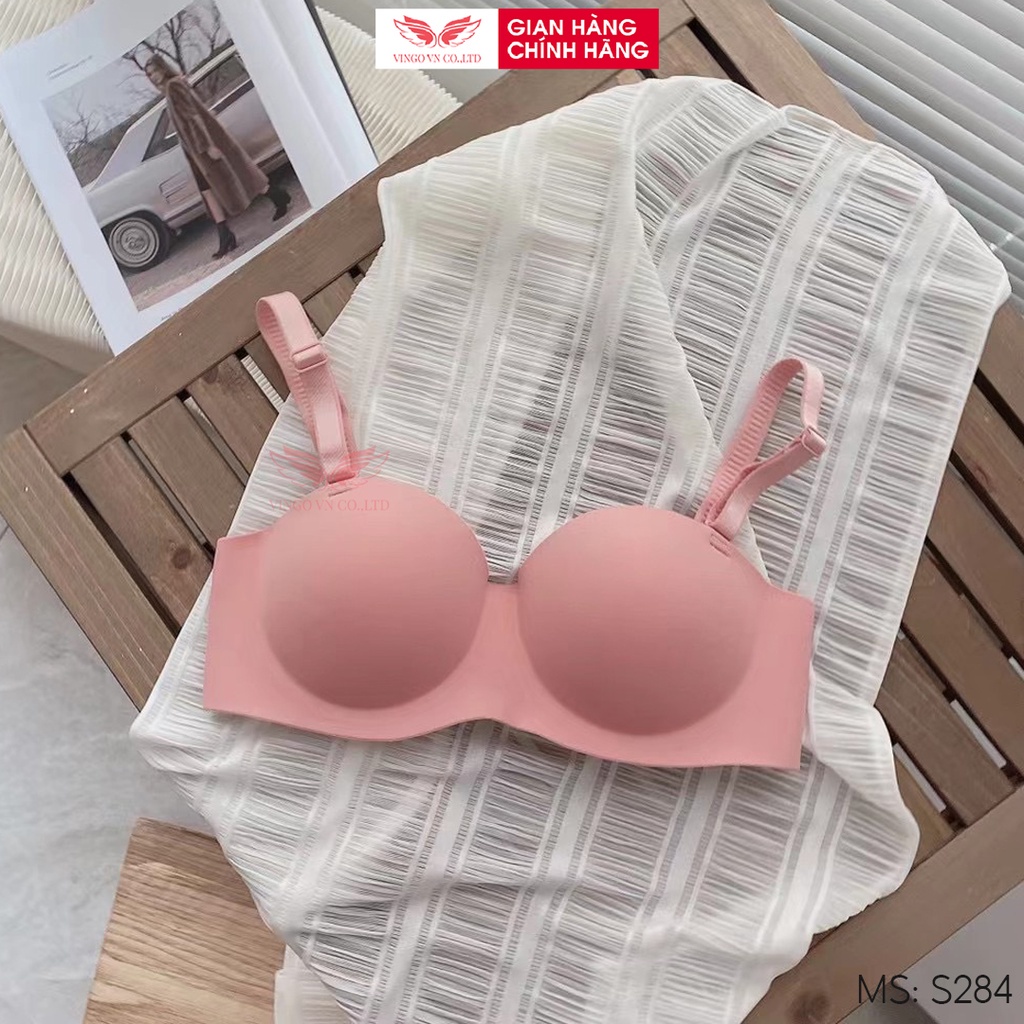 Áo lót nữ đúc su không gọng mút dày nâng ngực VINGO cup ngang đệm bàn tay chống chảy xệ kiểu không đường may S284 VNGO