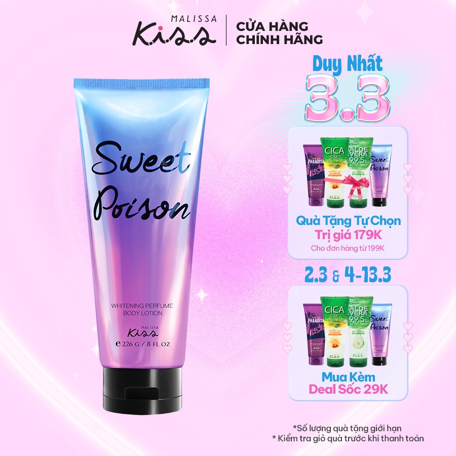 Dưỡng Thể Trắng Da Toàn Thân Hương Nước Hoa Malissa Kiss Sweet Poison 75g