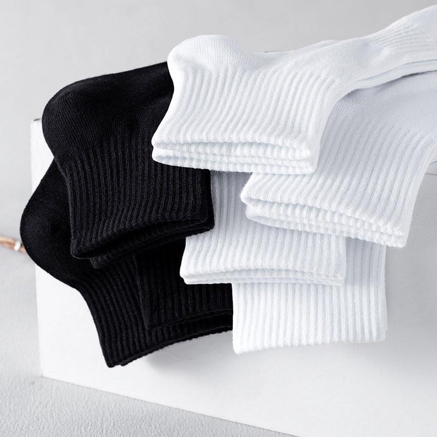 Tất cổ cao nam nữ vớ cao cổ trơn basic đen trắng - Dệt kim cao cấp | Hype Sneaker.
