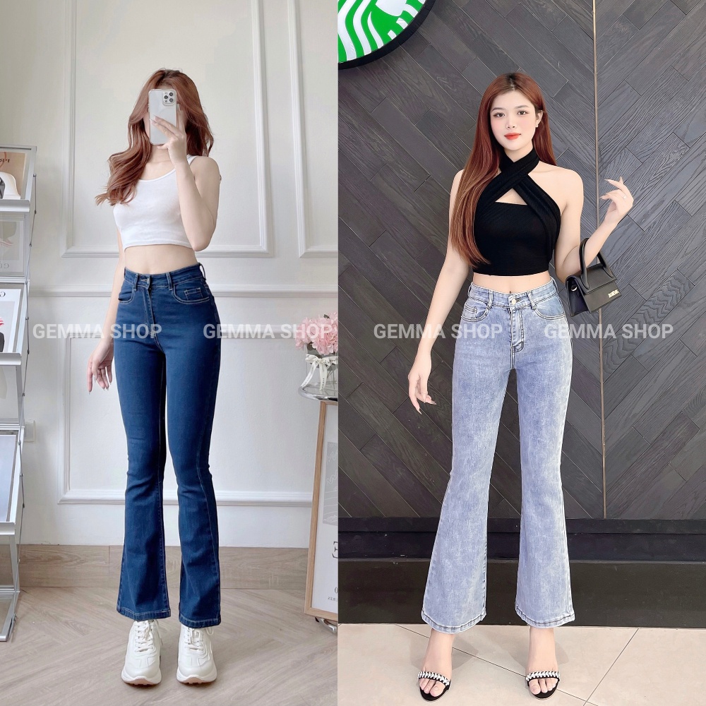 Quần jean nữ Gemma ống loe lưng cao, quần skinny jean nữ ôm dáng vải co dãn | BigBuy360 - bigbuy360.vn
