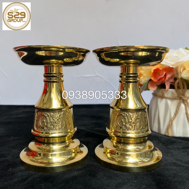 Chân nến thờ cúng bằng đồng cao 10cm