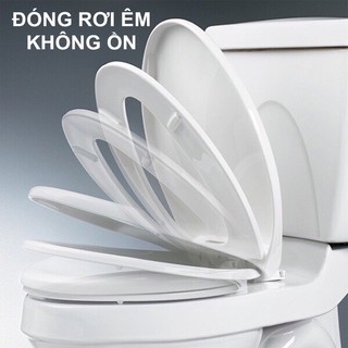 Nắp đậy bồn cầu đóng rơi êm thay thế cho đa số các nắp bồn cầu TOTO, nhựa trắng dày, bền, đẹp - Hàng nhập khẩu