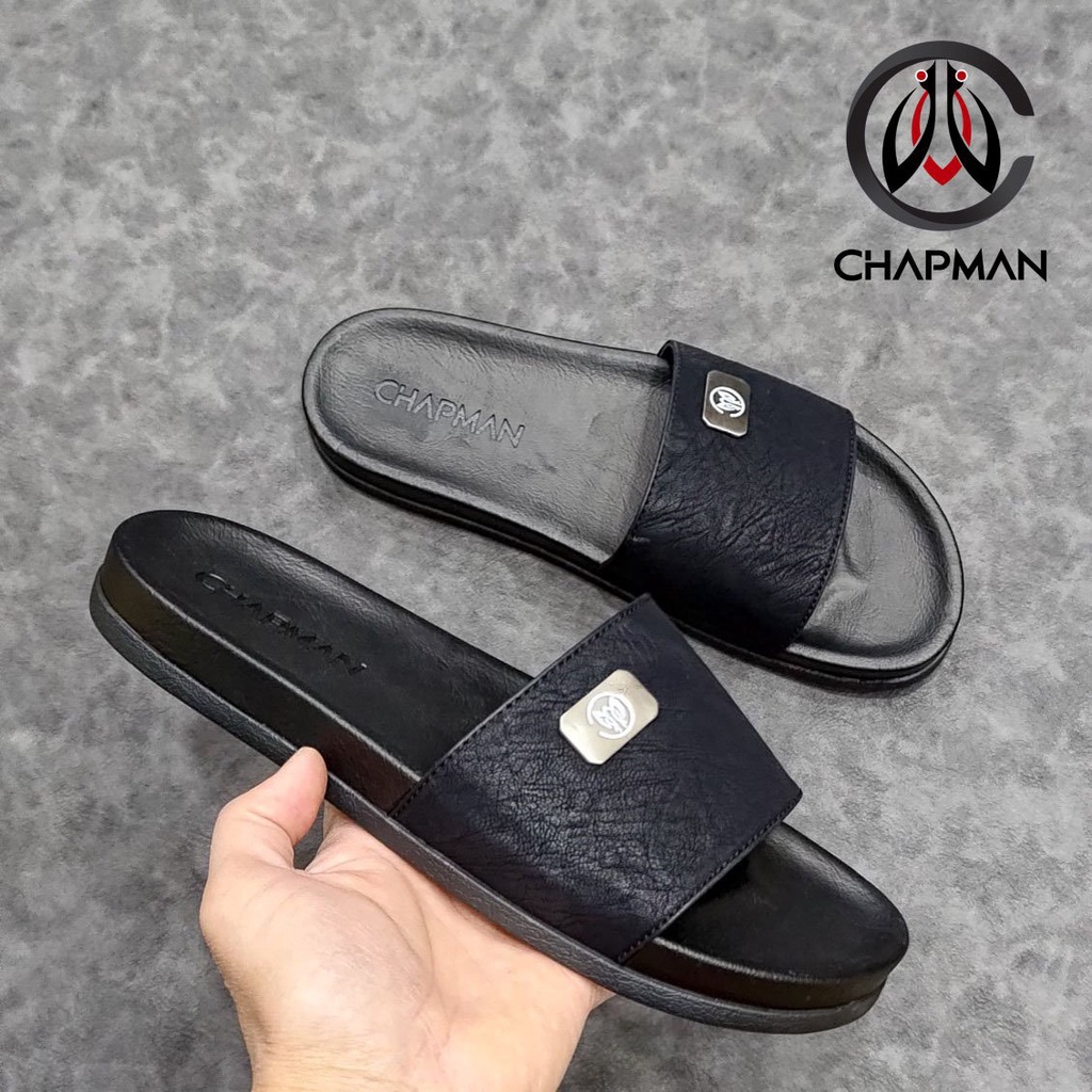 Dép Quai Ngang Chapman - Chất liệu da bò đế cao su mềm có 3 màu - Mã CMD02 hàng Fullbox