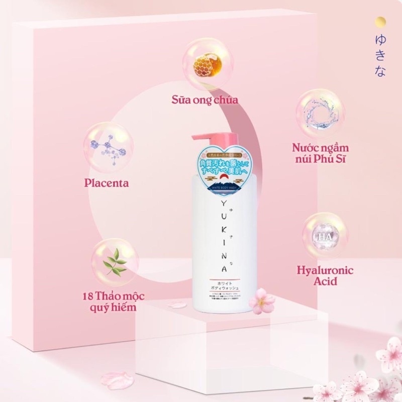 Sữa Tắm Trắng Da Yukina White Body Wash Nhật Bản 500ml